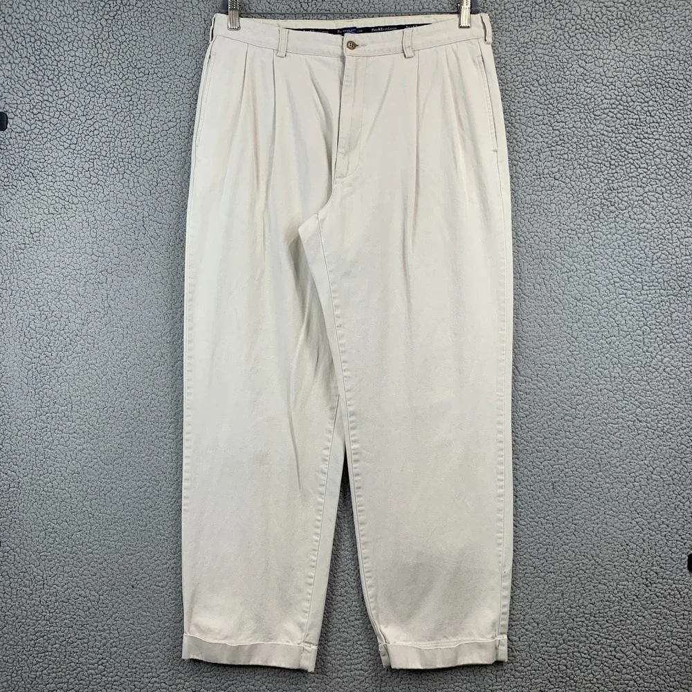 VTG Polo Ralph Lauren Hammond Pants Men's 36 Pleated White Classic Chino Preppy